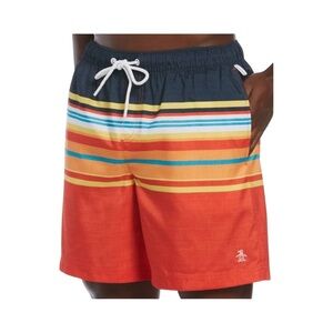 Original Penguin Engineered Stripe 6" Swim Trunks NWT Size XL